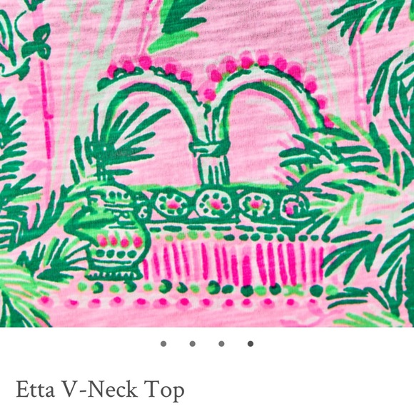 NWT Lilly Pulitzer Etta V neck top Mandevilla Baby Always Worth It large - Picture 4 of 6